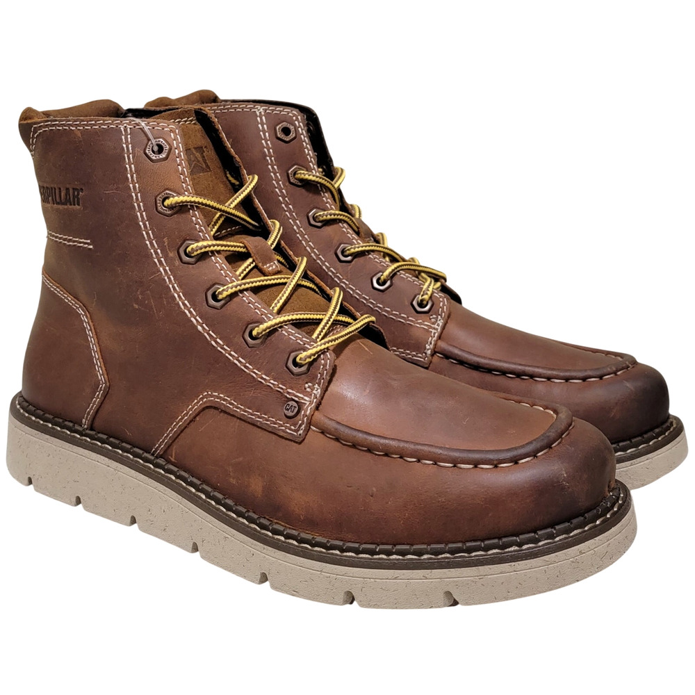 CAT Men Combat Ankle Boots Covert Boot Size US 11.5M Brown Leather